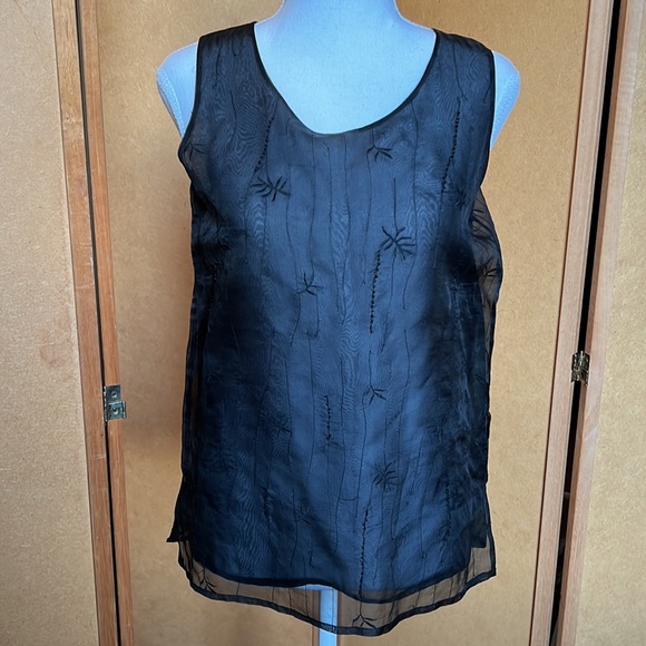 100% silk dressy hand embroidered top with beading (size S) lightly lined - Picture 1 of 10